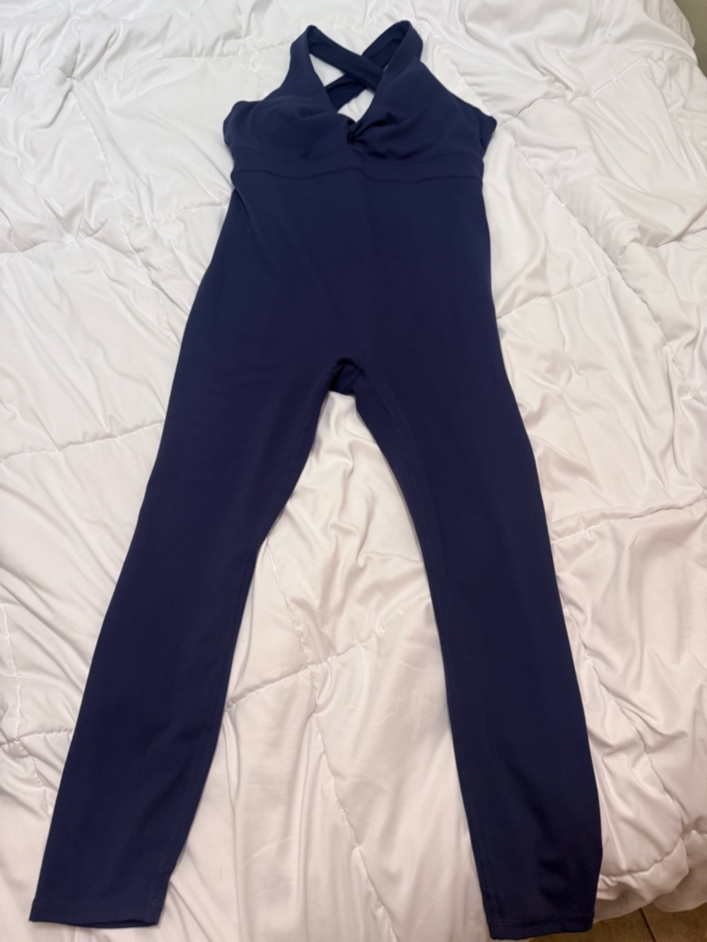 Fabletics Navy Crisscross Back Active Jumpsuit
